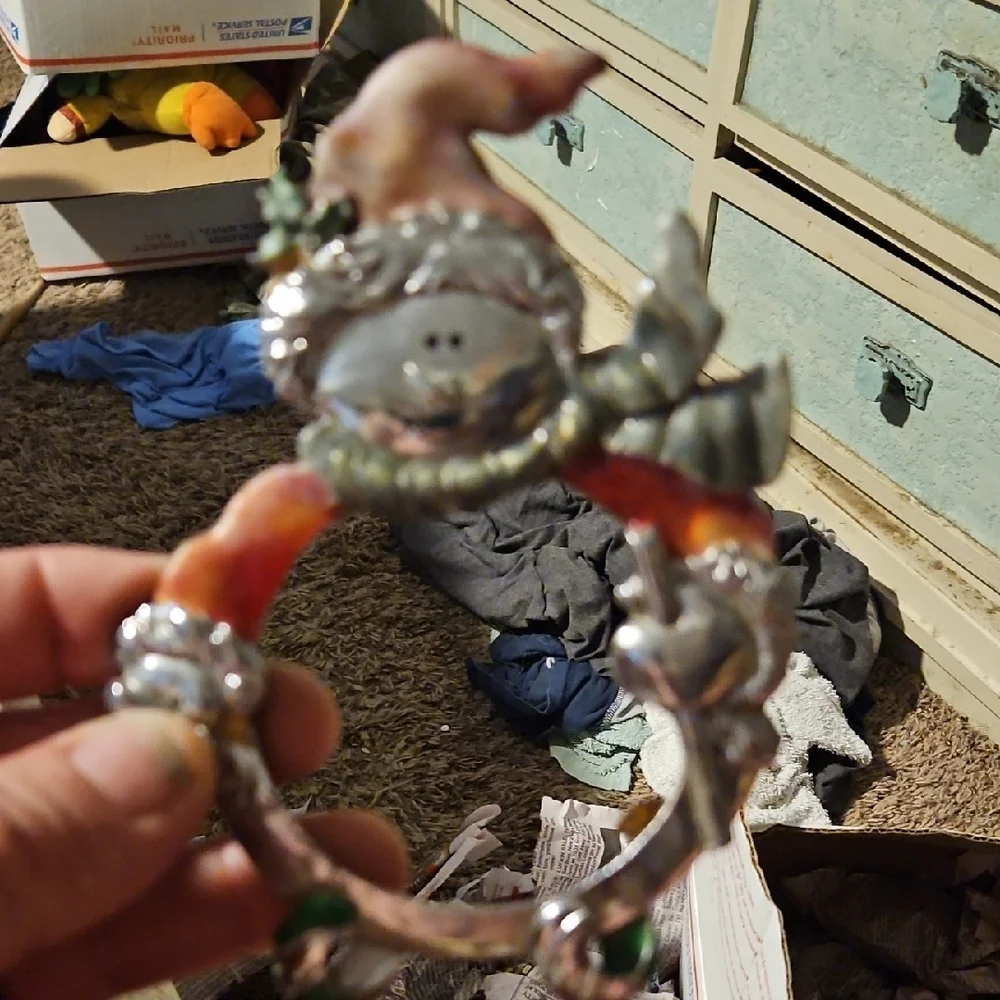 Decorative Silver and Red Reptile Ornament